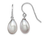 Grey Freshwater Cultured Pearl 8-9mm Dangle Earrings in Sterling Silver